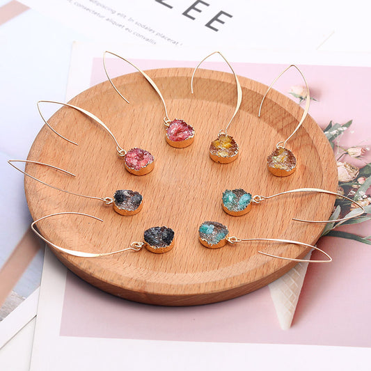Women's Vintage Geometric Round Vug Long Copper Ear Hook Earrings