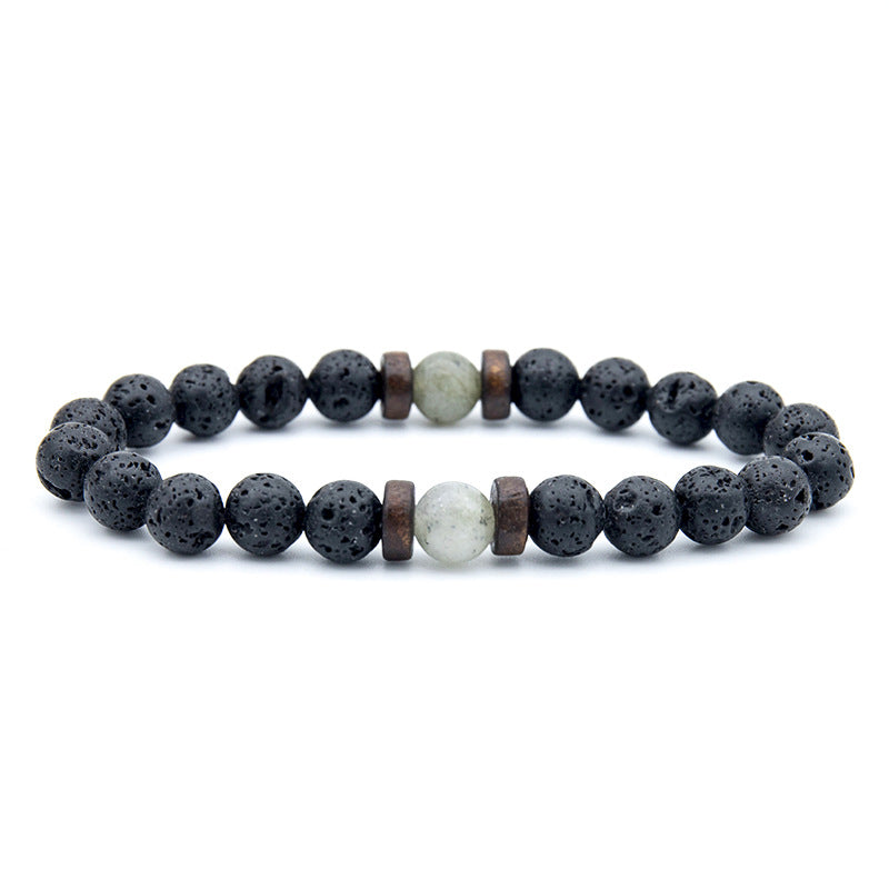 Men's Beaded Fashion Volcanic Rock Wooden Bead Bracelets