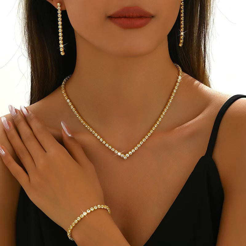 Fashion Crystal Rhinestone Ear Wedding Decoration Jewelry Set