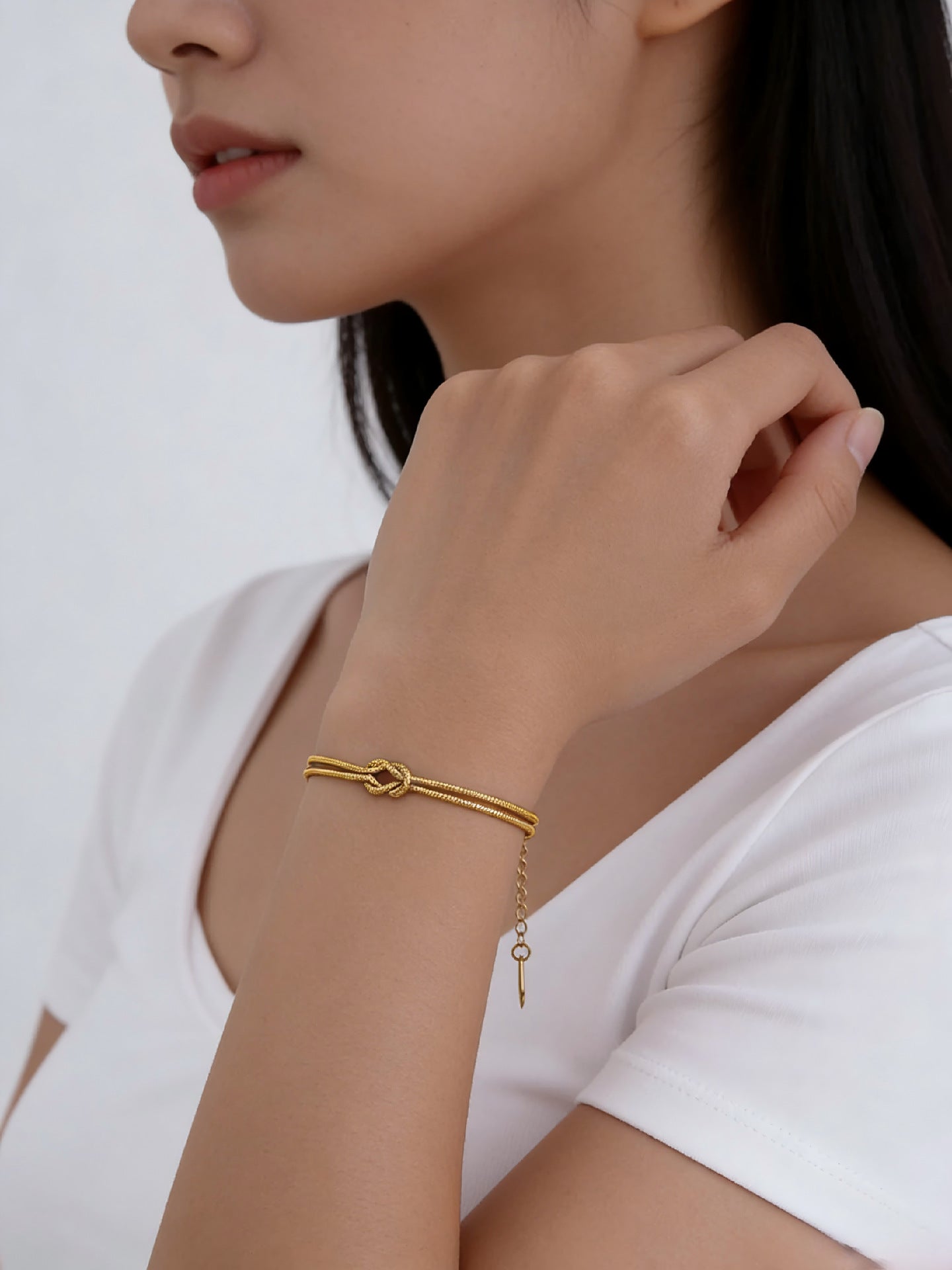 Titanium Steel Female Design Love Knot Snake Bones Chain Simple Bracelet