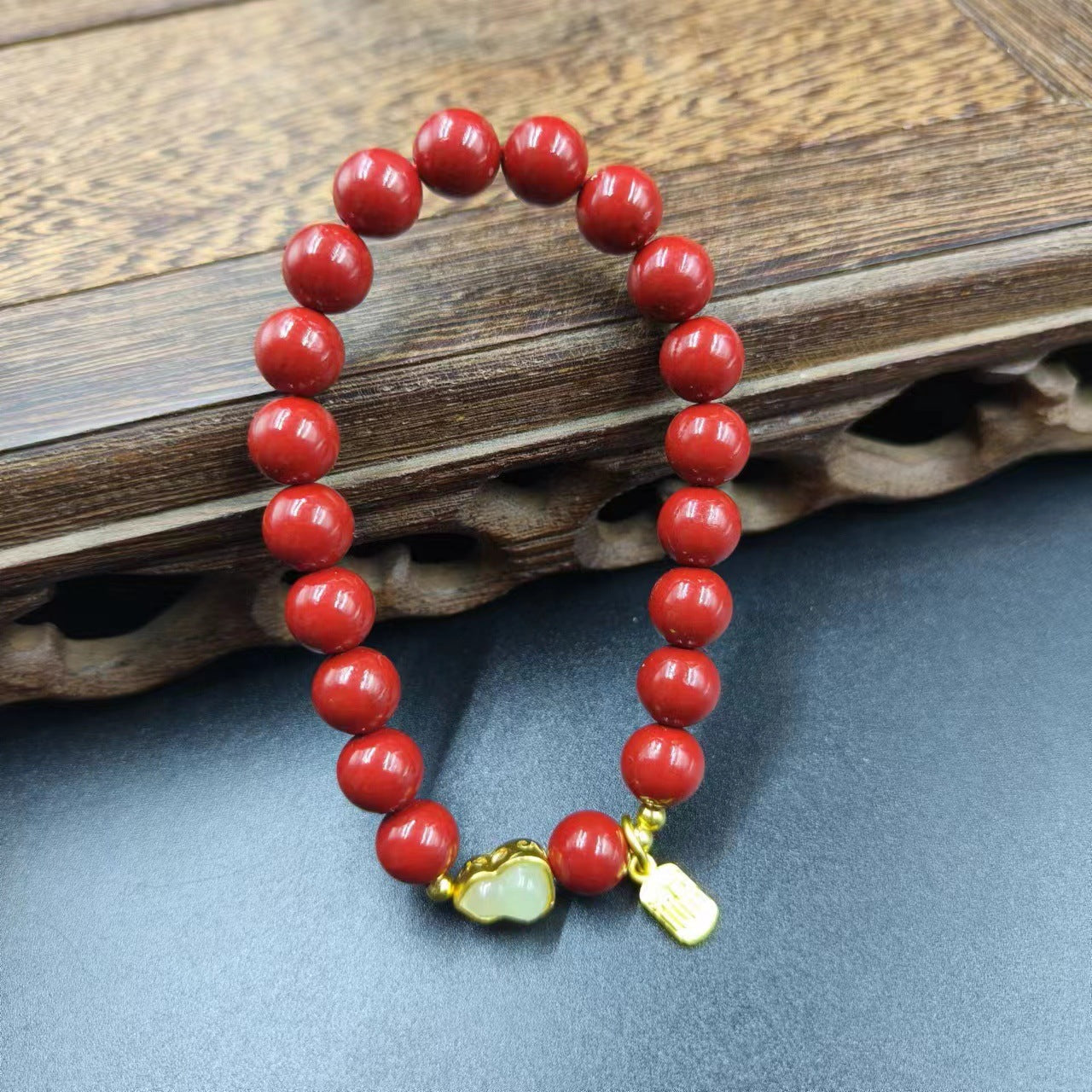 Women's & Men's Cinnabar Purple Gold Sand Single Circle Simple Buddha Beads Light Bracelet