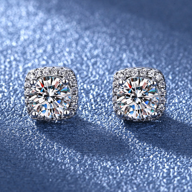 Moissanite Ear Female With Hearts Sterling Earrings