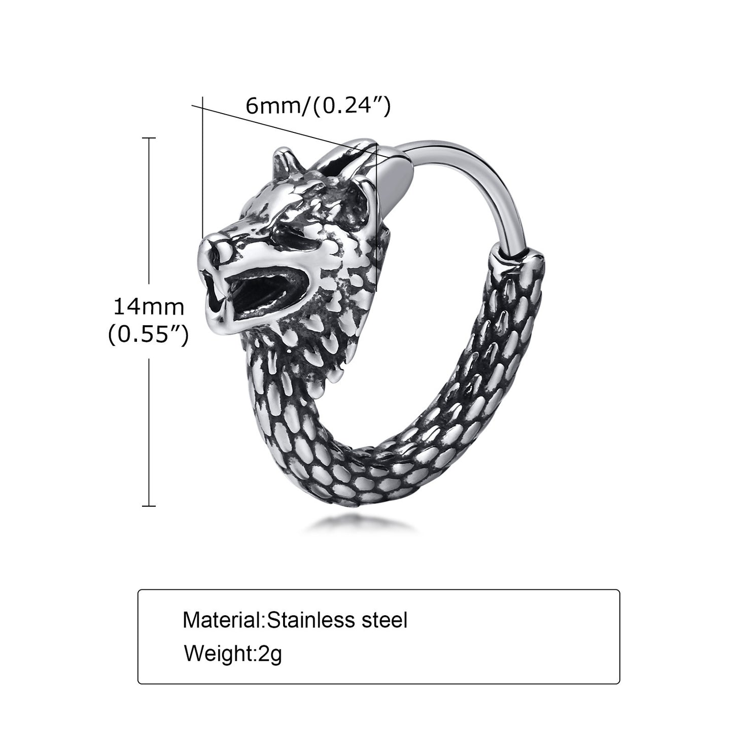 Men's Personality Fashion Retro Stainless Steel Ear Earrings