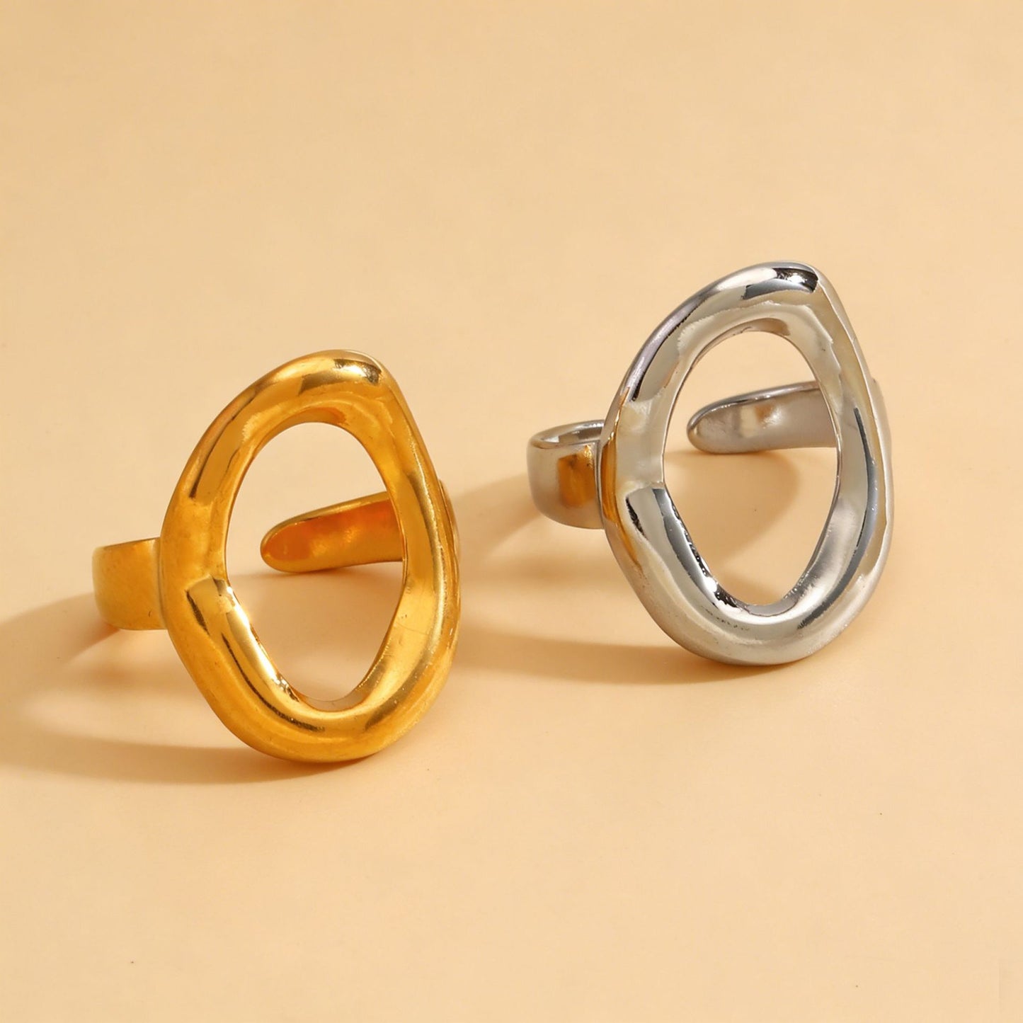 Steel Irregular Shaped Oval Niche High-grade Ring