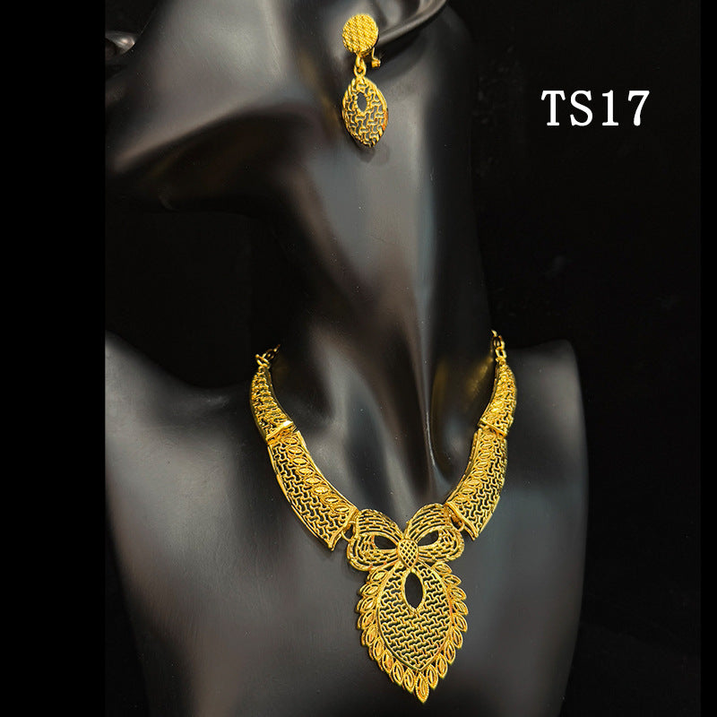 Gold Plated Female Bridal Wedding Imitation Jewelry Set