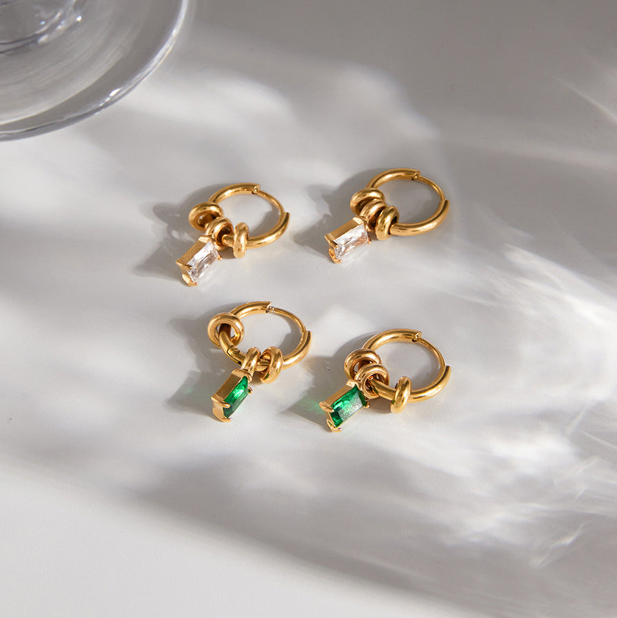 Ding Stainless Steel Zircon Light Luxury High Sense Ear Titanium Rings