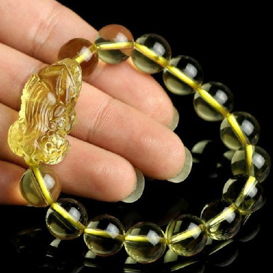 Imitation Citrine Beads Rosary Peace Lucky Bracelet
