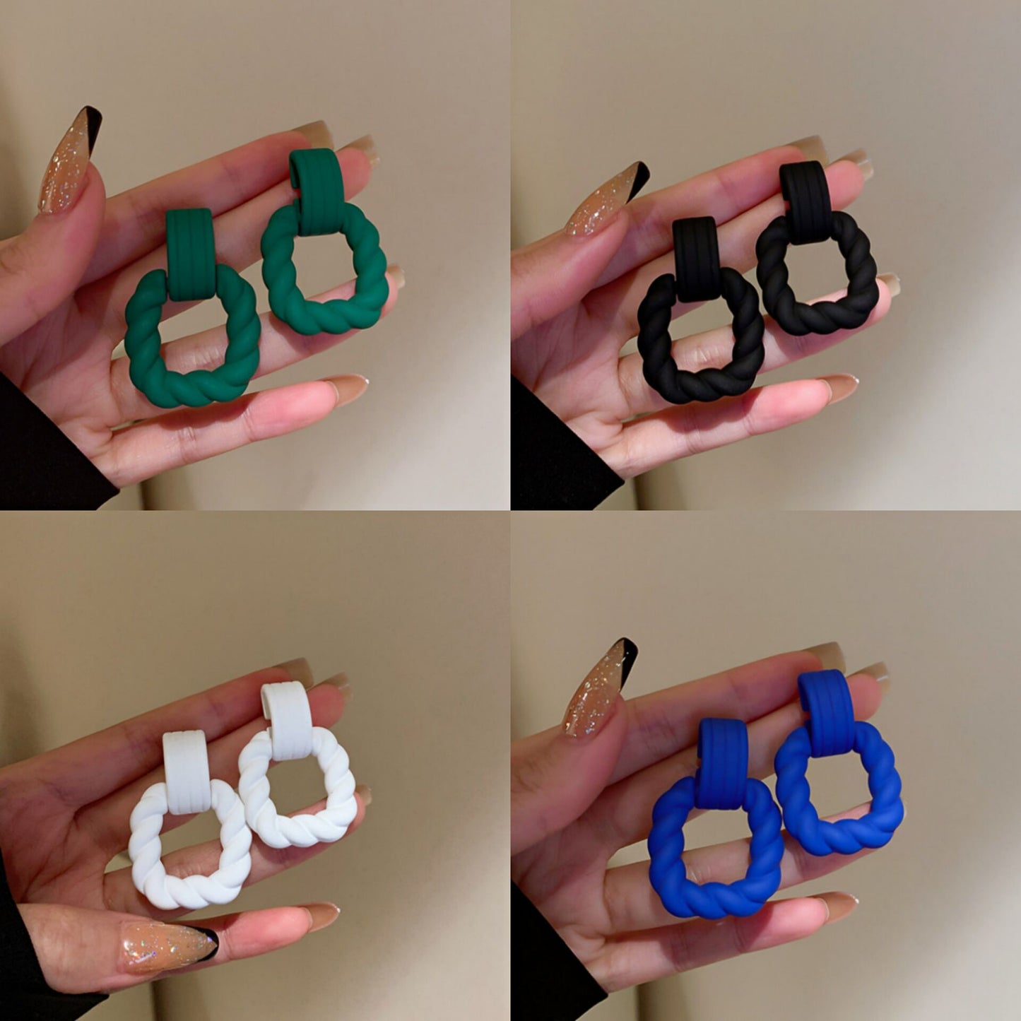 Needle Acrylic Twist Square Patch Graceful Geometric Retro Earrings