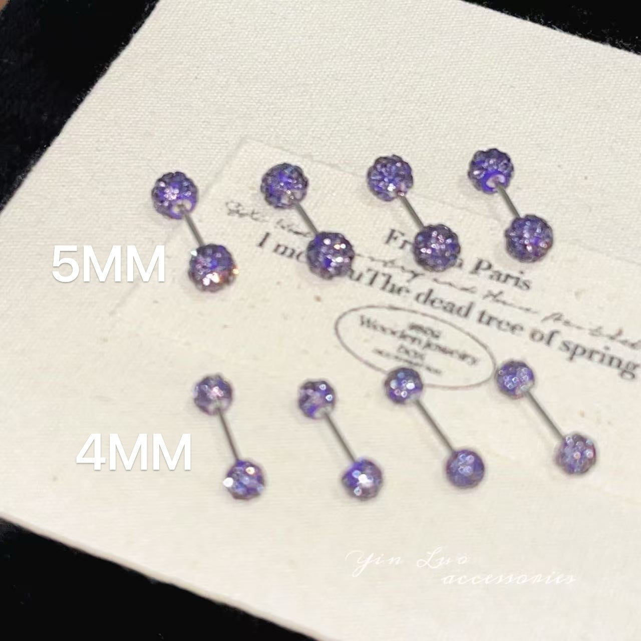 Women's Purple Full Diamond Spiral Clay Ball Light Luxury High-grade Rings
