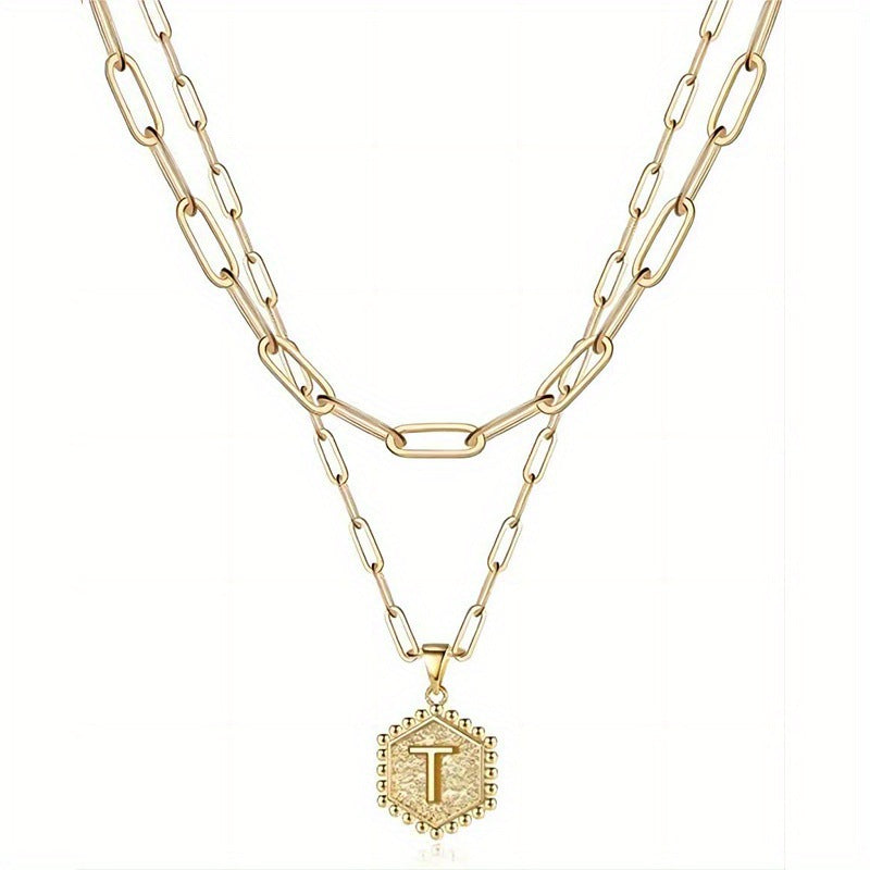 Gold Color Plated Letter Female English Necklace