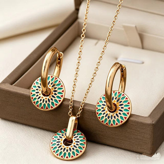Painted Daisy Pattern Stylish Simple Personality Jewelry Set