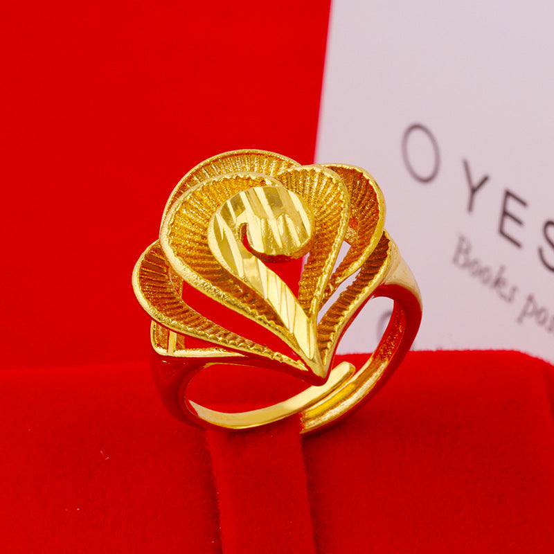 Women's Big Flower Mouth Tin Brass Plated Rings