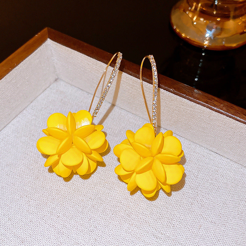 Women's Green Leaf Lily Yellow Series Tassel Light Luxury High-grade Sweet Rings
