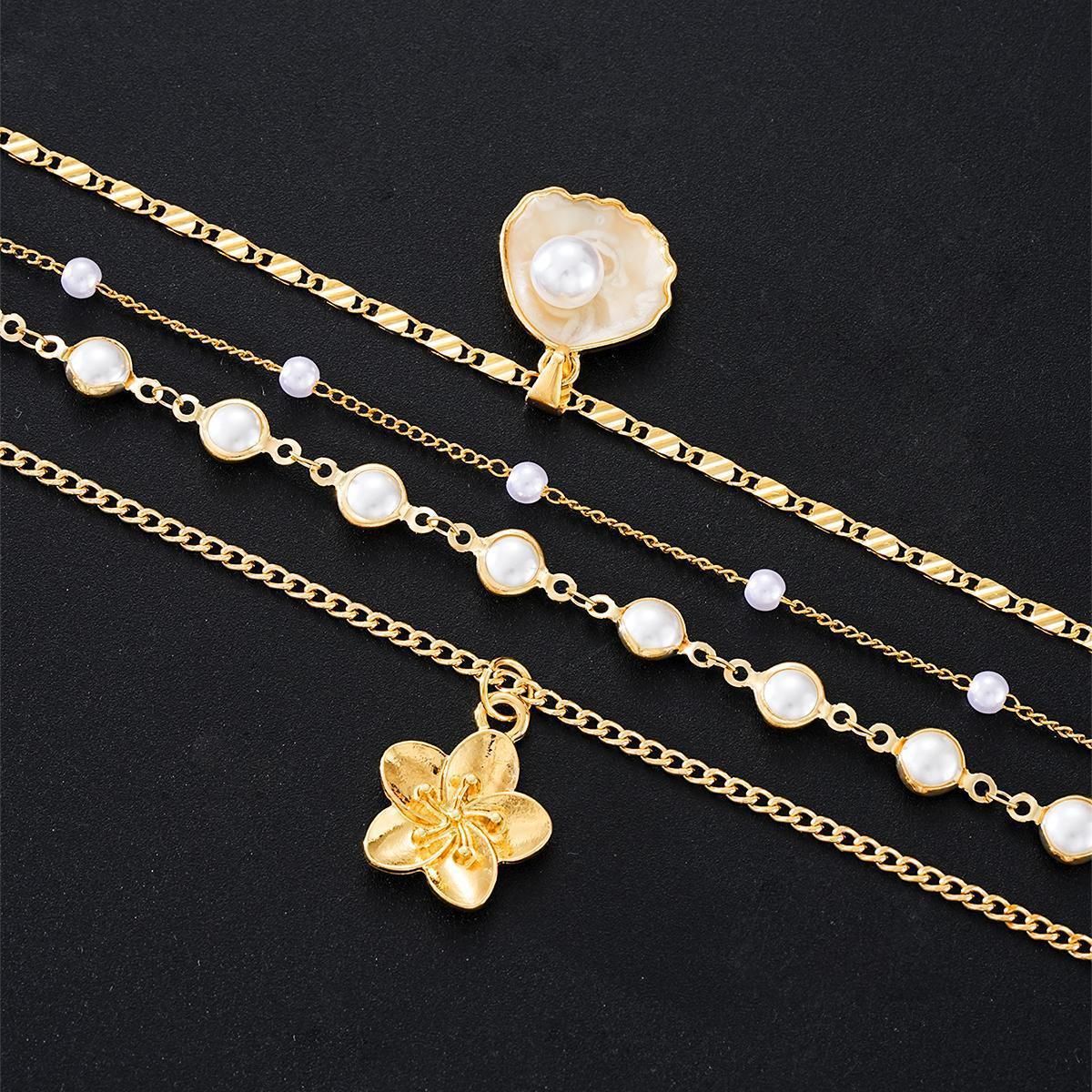 Pearl Twin Light Luxury Long Flower Female Fashion Necklace