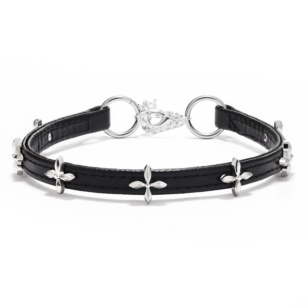 Cross Leather Female Stylish Clavicle Design Sense Temperament Collar