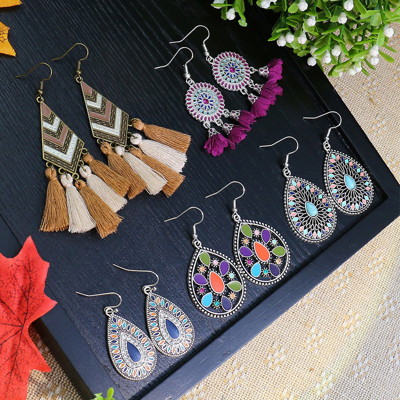 Geometric Enamel Suit Popular Bohemian Temperamental Earrings