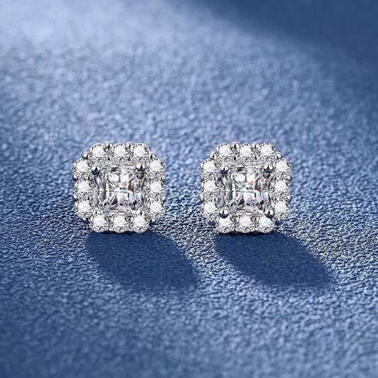 Moissanite Ear Female With Hearts Sterling Earrings
