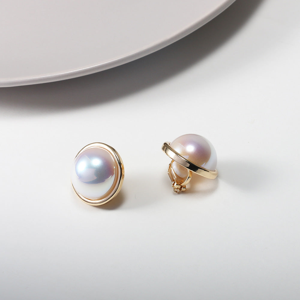 Needle Mermaid Pearl Female Simple Ear Clip Geometric Stud Earrings