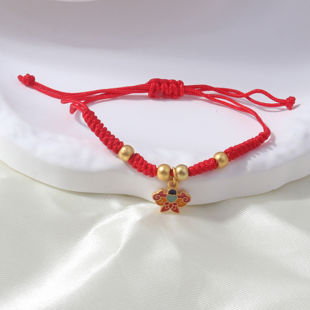 Braided Red Rope Auspicious Language Butterfly Fortune Cat Safe Joy Bracelets