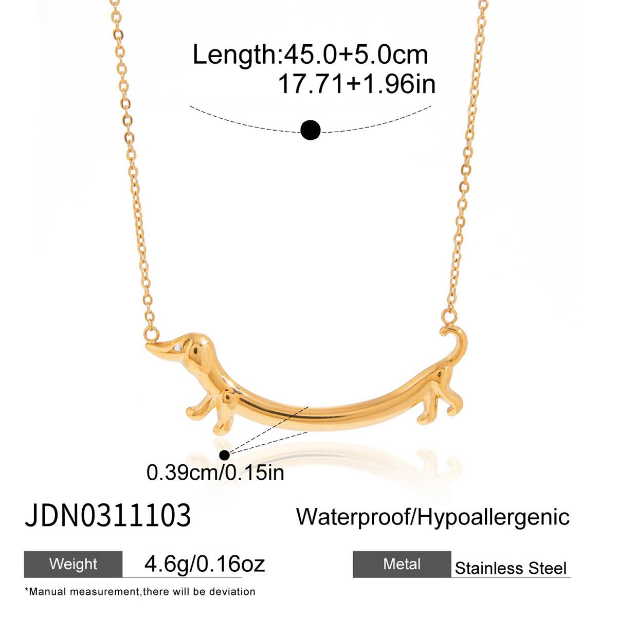 Sausage Dog Light Luxury Minority Clavicle Chain Twin Stainless Invitation Necklace