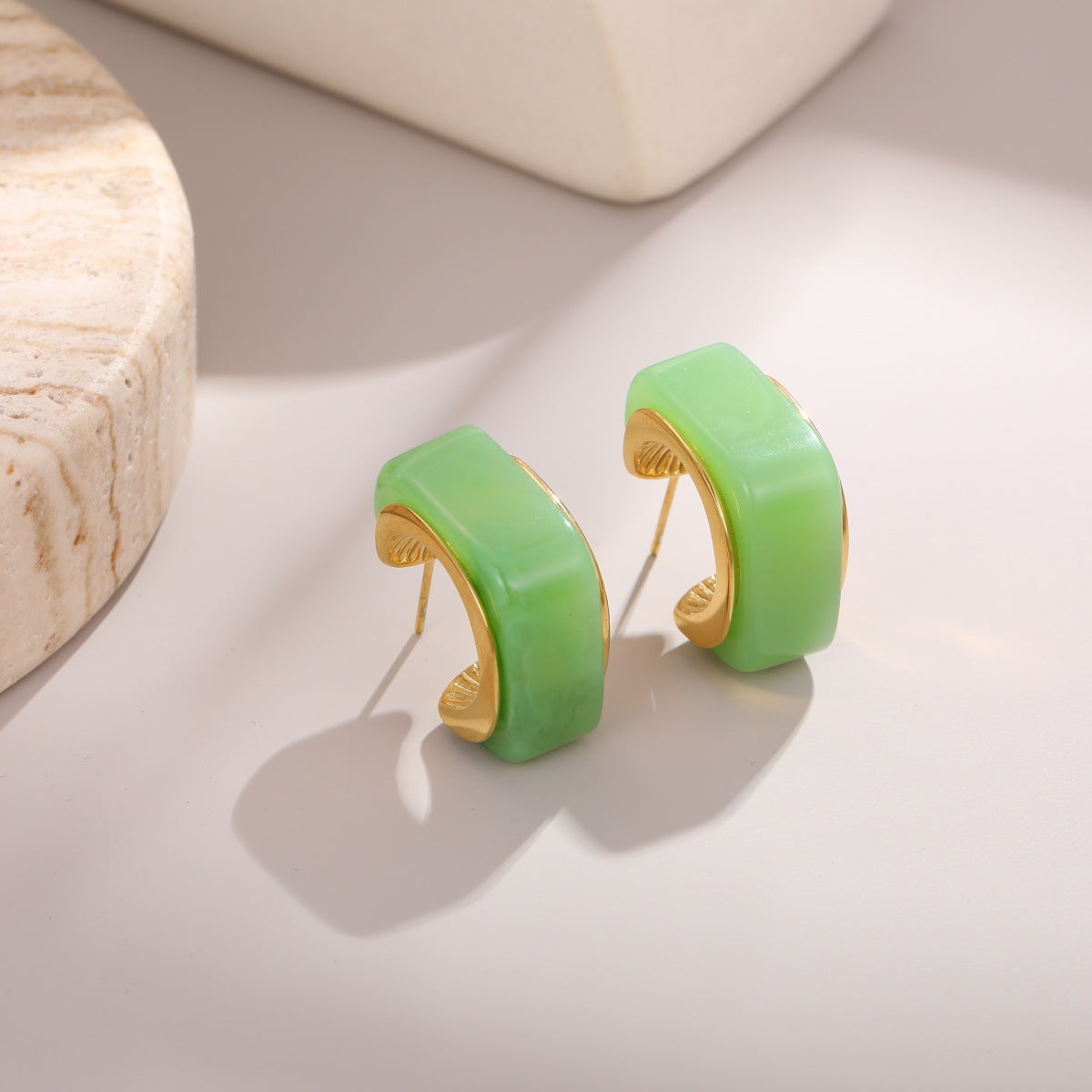 Stainless Steel Fresh Color Irregular Resin Female Niche Design Earrings
