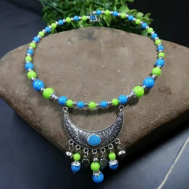Colorful Beads Choker Sweater Chain Collarbone Collar