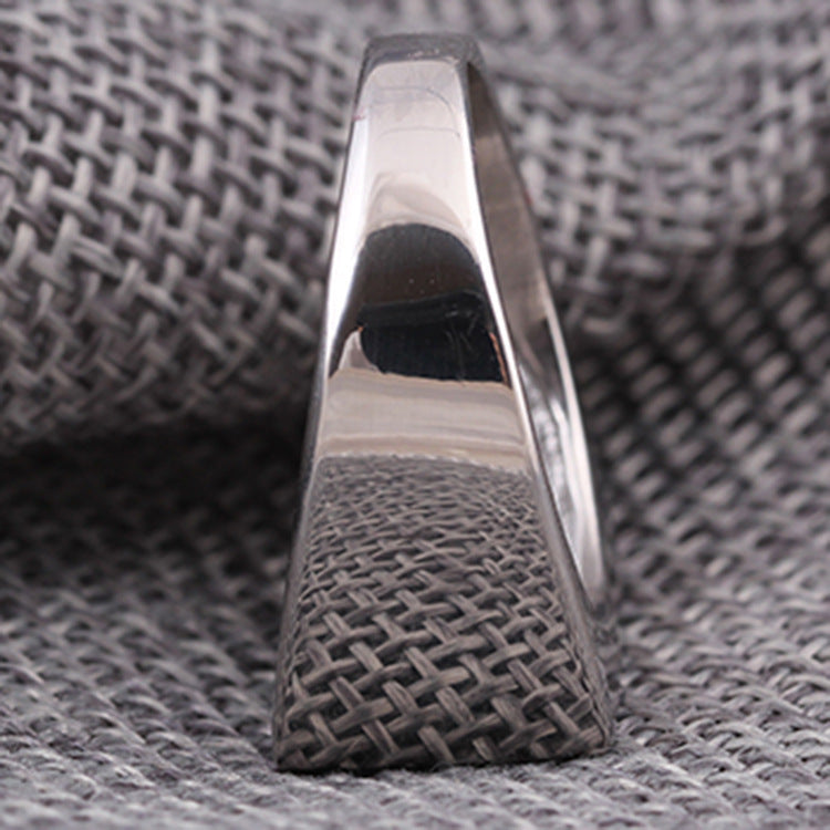 Fashion Simple Glossy Rectangular Stainless Steel Ring