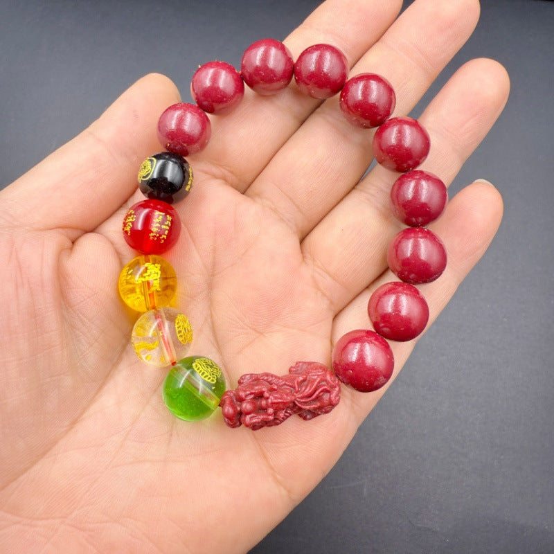 Women's Cinnabar Female Life Safety Gourd Fu Lu Fortune String Bracelets