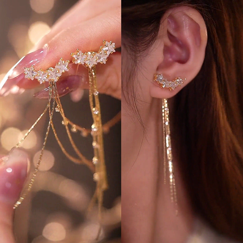 Women's Long Tassel For One Style Design Light Luxury High-grade Sweet Rings