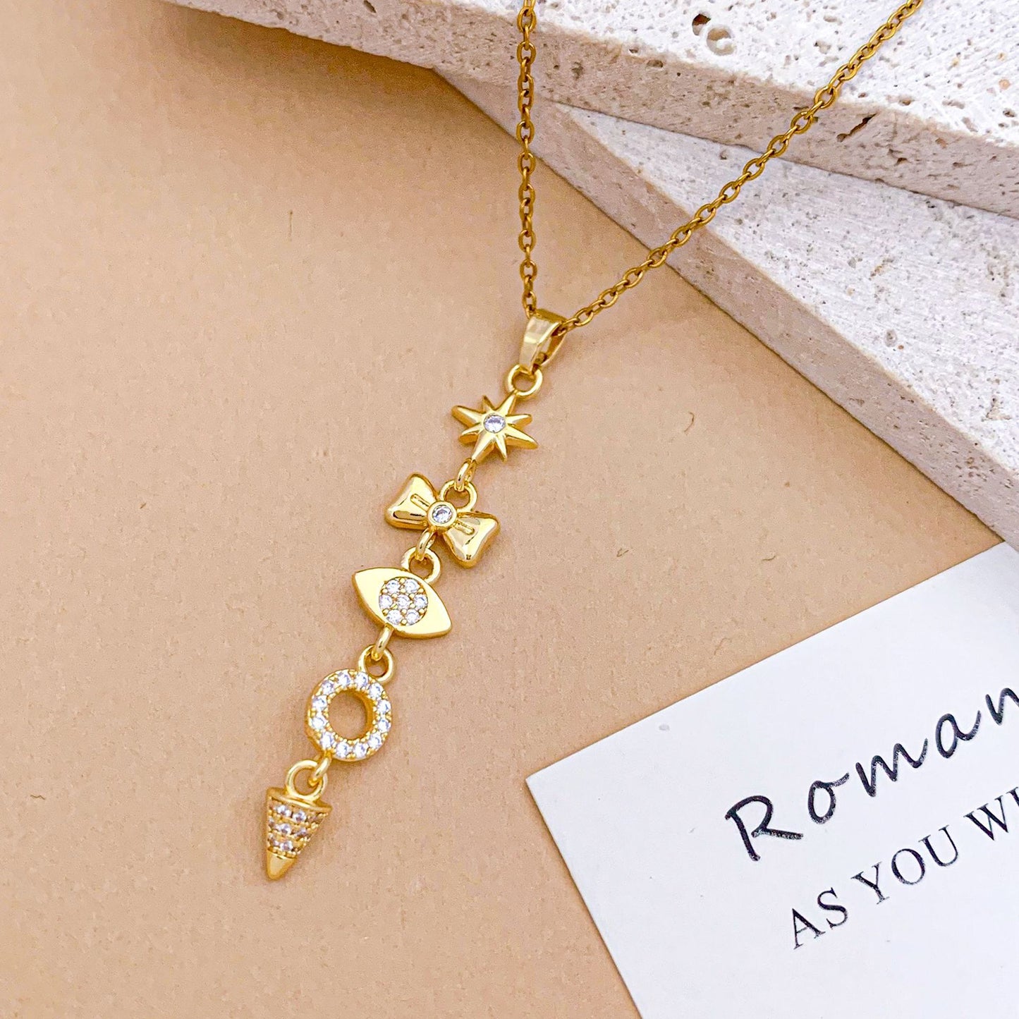Combination Design Titanium Steel Niche Temperament Korean Style Clavicle Necklaces
