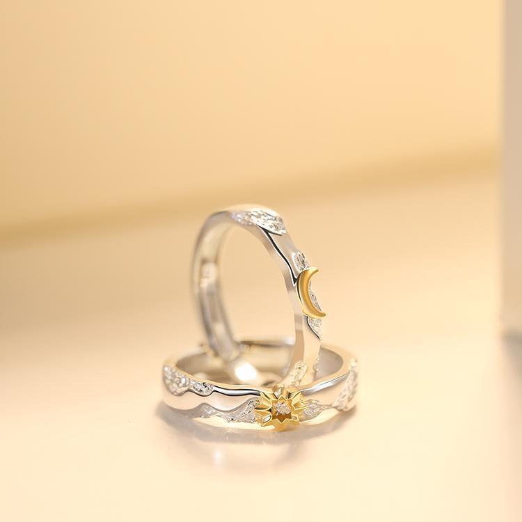 Women's Minority Simple High-grade Sun Moon Couple Valentine's Day Rings