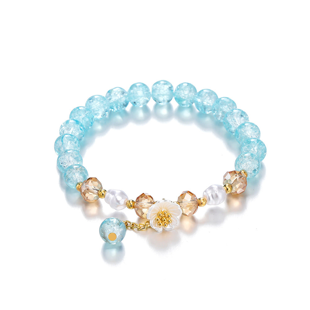 Children's Colored Glaze Glass Chipping Beads Camellia Beaded Bracelets