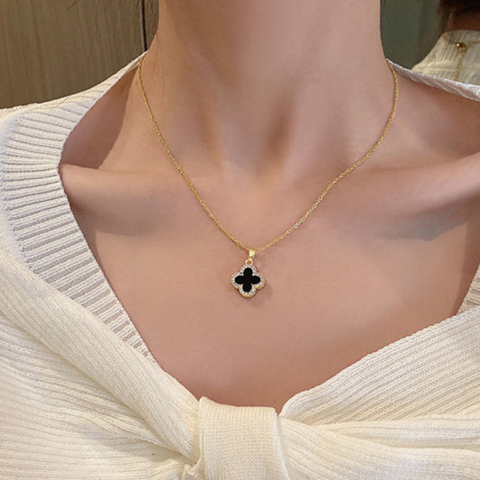 Clover Sweater Chain Female Chic Elegant Necklaces