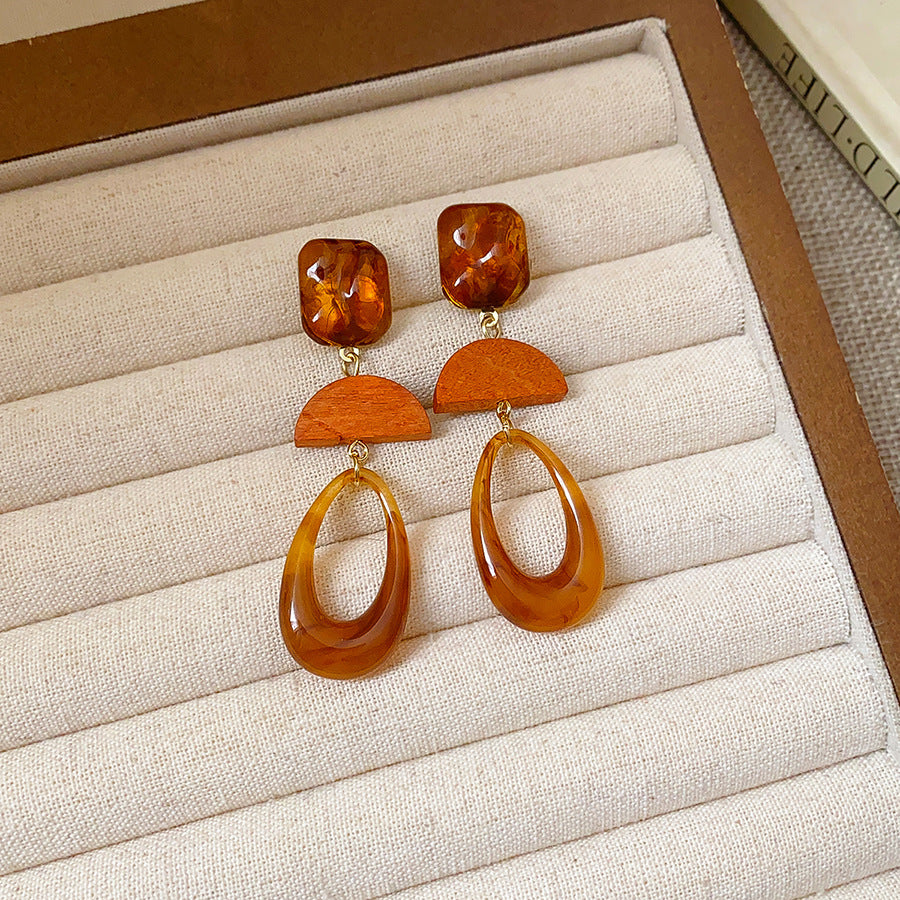 Women's Needle Geometric Irregular Resin Fashionable Retro Earrings