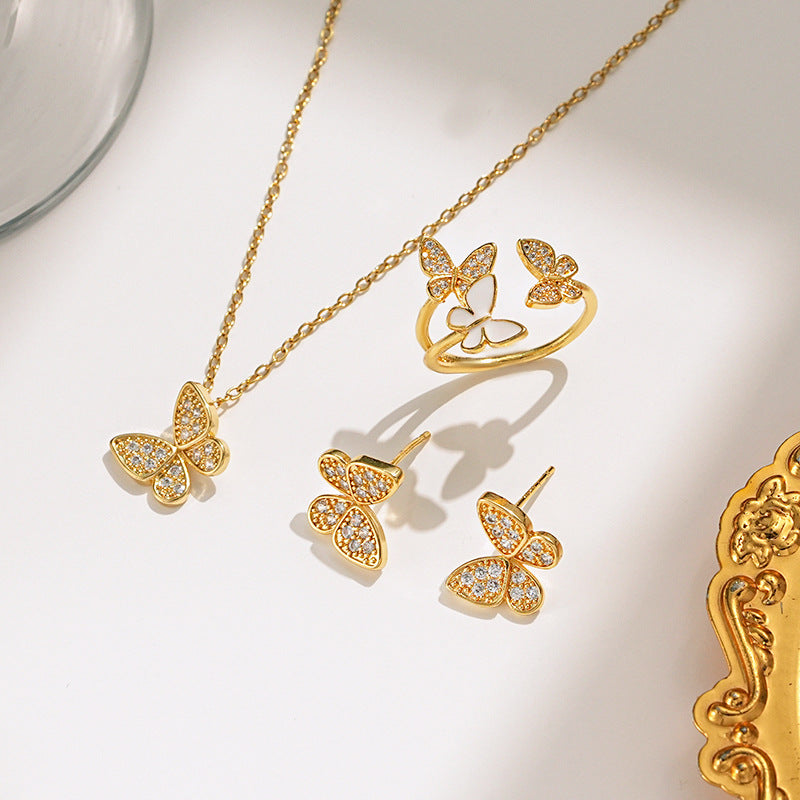 Women's Steel Light Luxury Inlaid Zircon Ear Necklaces