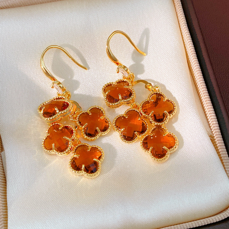 Zircon Flower Tassel Vintage Light Luxury Ear Hook