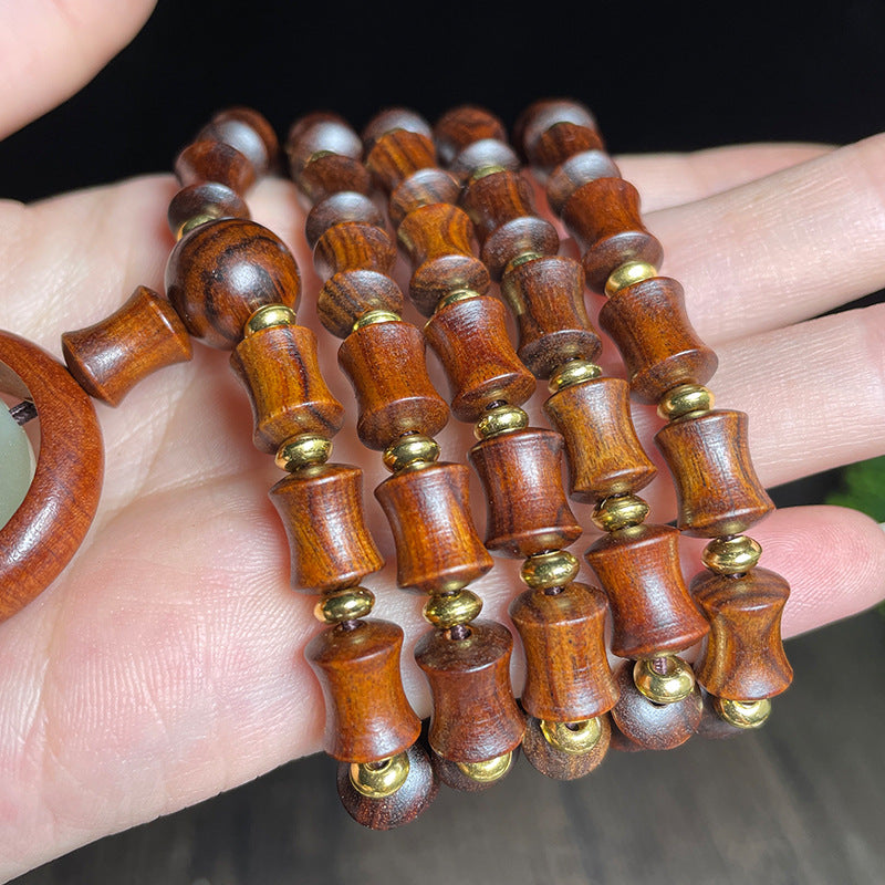 Women's & Men's Sandalwood Bamboo Joint Flat Round Bead Jujube Beads Spacer Luminous Bracelets