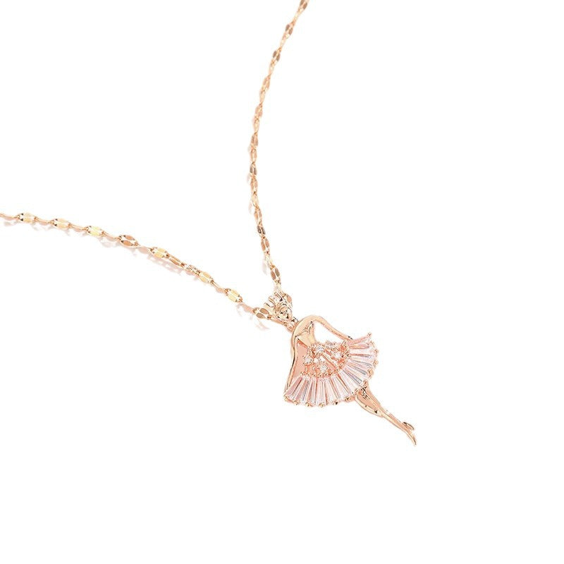 Dancing Female Micro Inlaid Zircon Light Luxury Elegant Clavicle Necklace