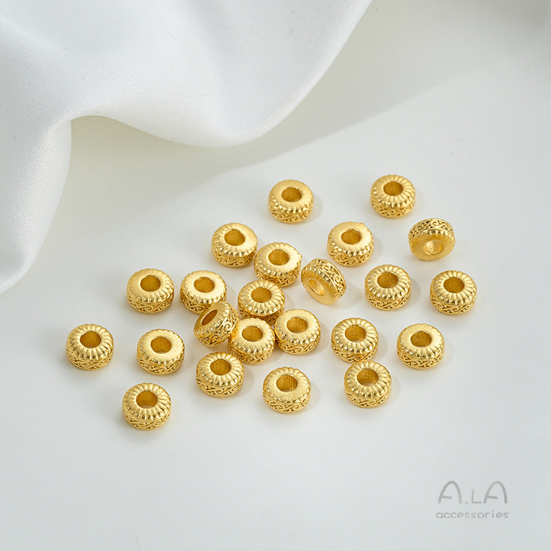 Alluvial Gold Wheel Spacer Beads Copper Jewelry Accessories