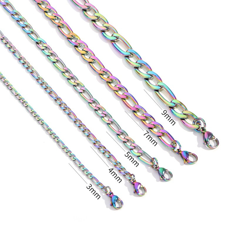 Simple Stainless Steel Cuban Vacuum Color Necklaces