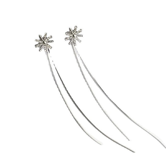 Fringe Personality Simple Snowflake Ear Female Stud Earrings