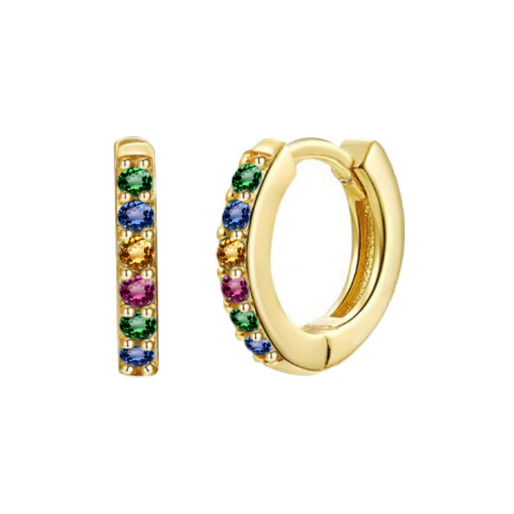 Women's Clip Simple Inlaid Zircon Personality Geometric Earrings