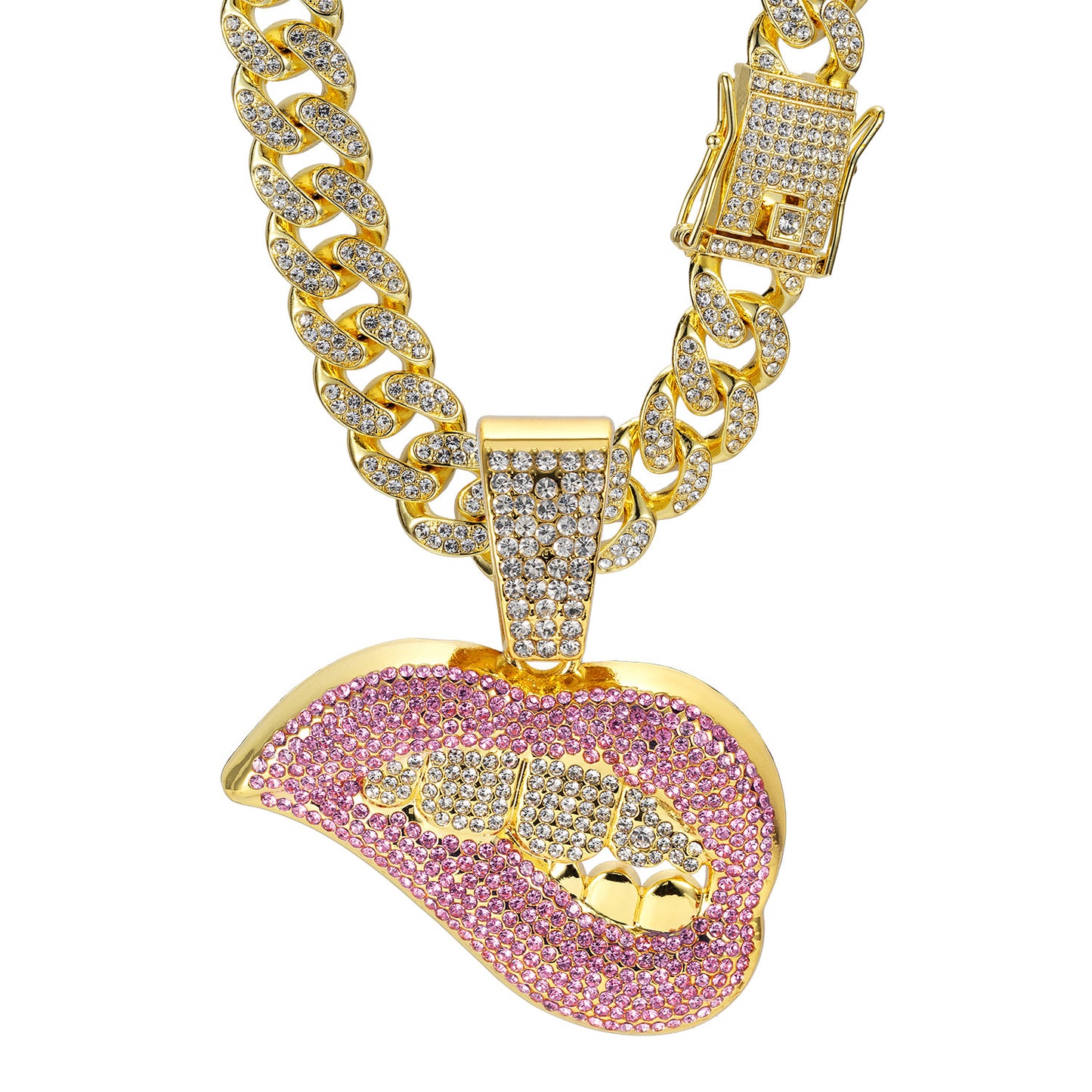 Men's Hipster Cuban Link Chain With Lip Necklaces