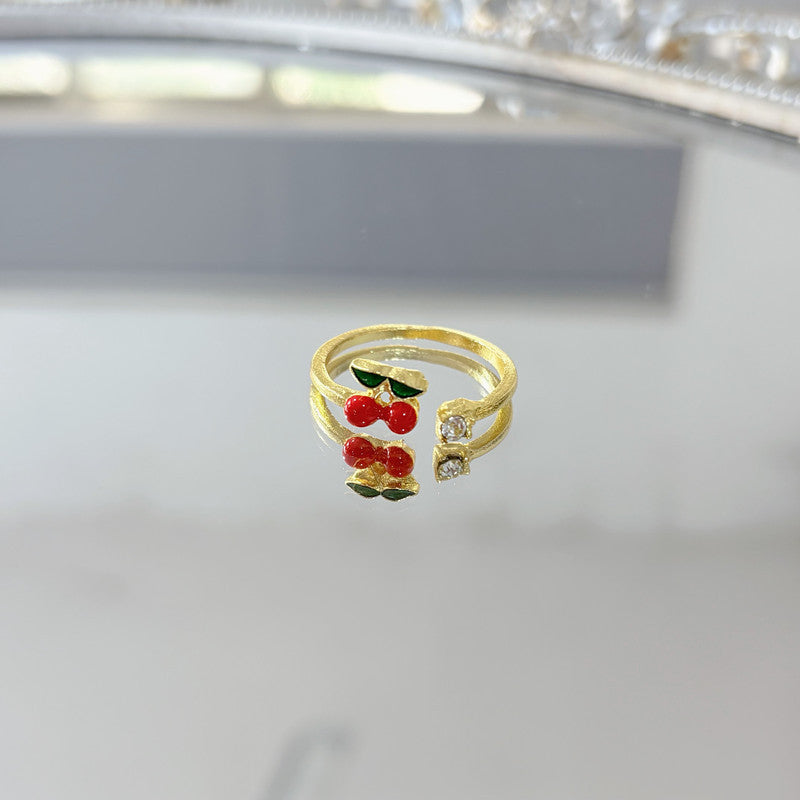 Sweet Colorful Drip Cherry Female Personalized Hip Hop Ring