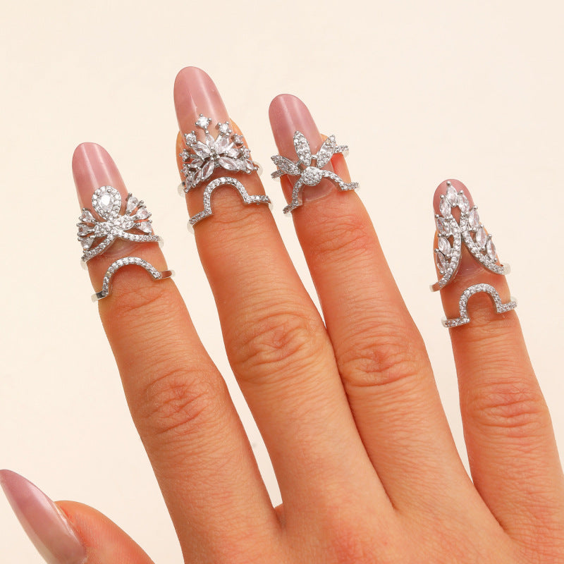 Geometric Trend Open Nail Female Design Exquisite Refined Ring