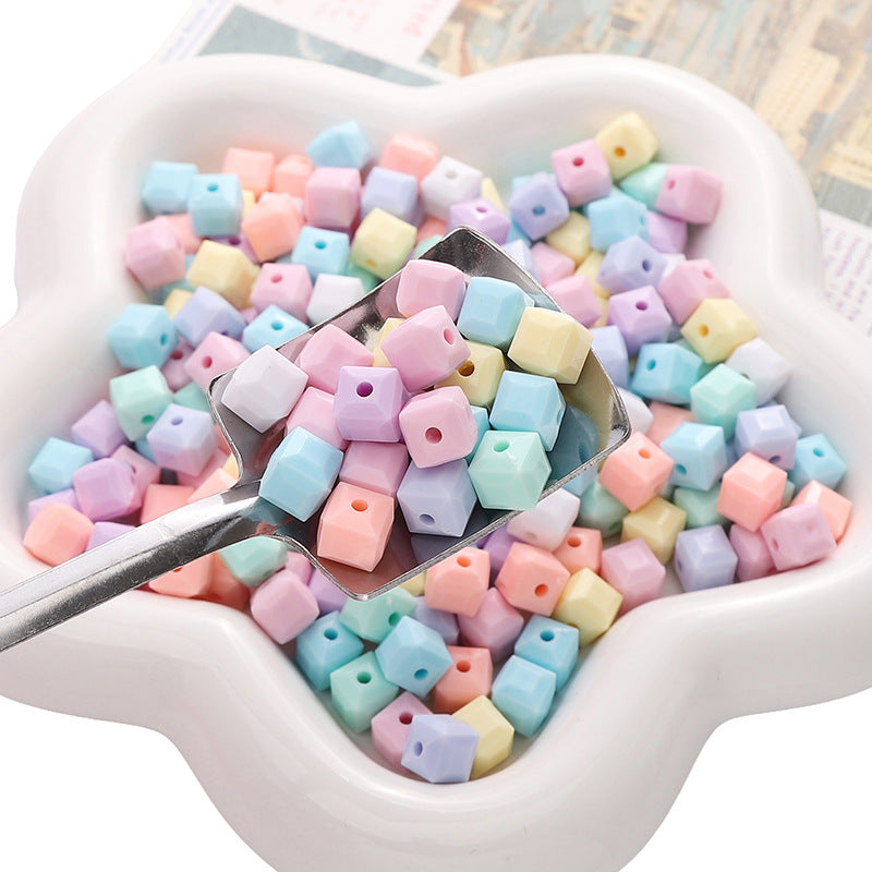 Acrylic Solid Color Imitation Glass Three-dimensional Square Jewelry Accessories
