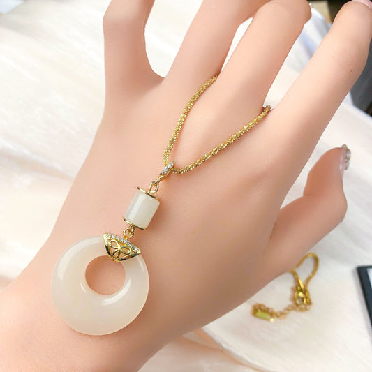 Women's Summer Cauliflower Peace Buckle Jewelry Inlaid Necklaces