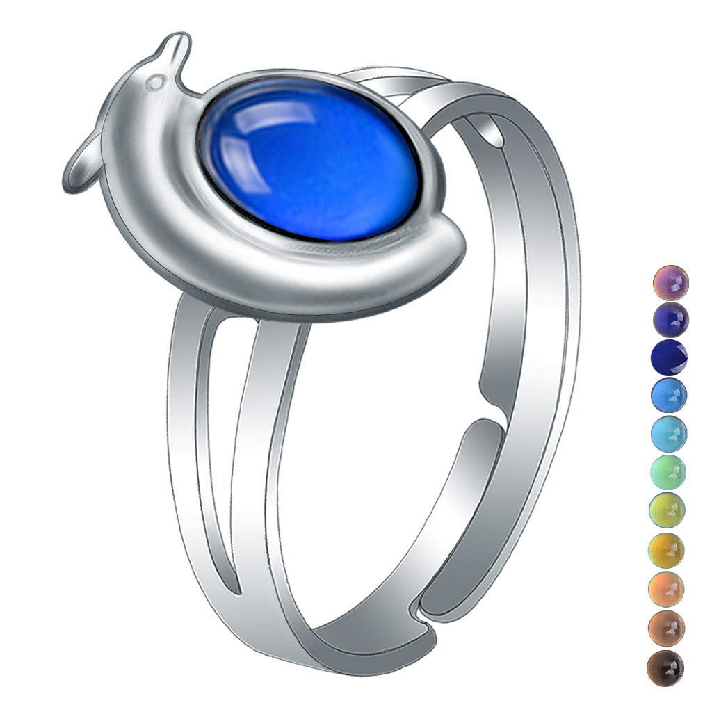 Women's Retro Court Gem Adjustable Opening Rings