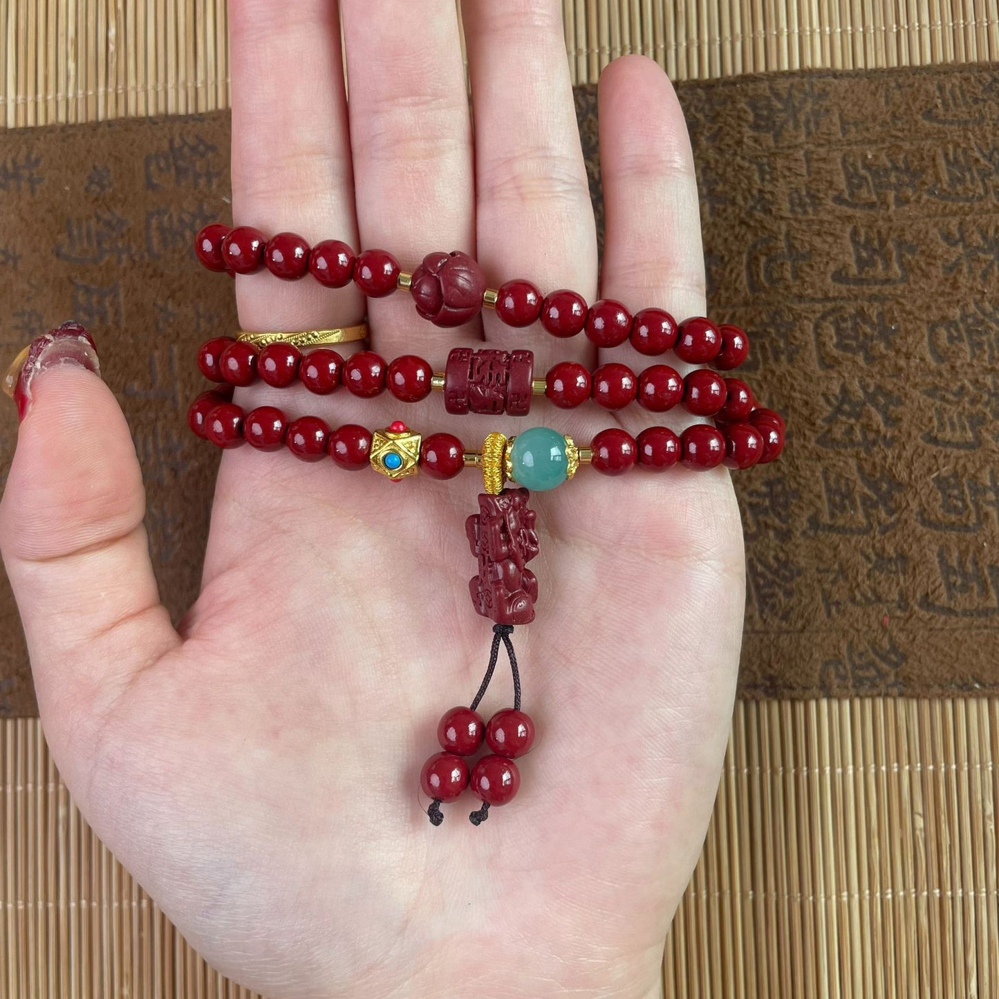 Women's Cinnabar Beads Three-circle Purple Gold Sand Bracelets