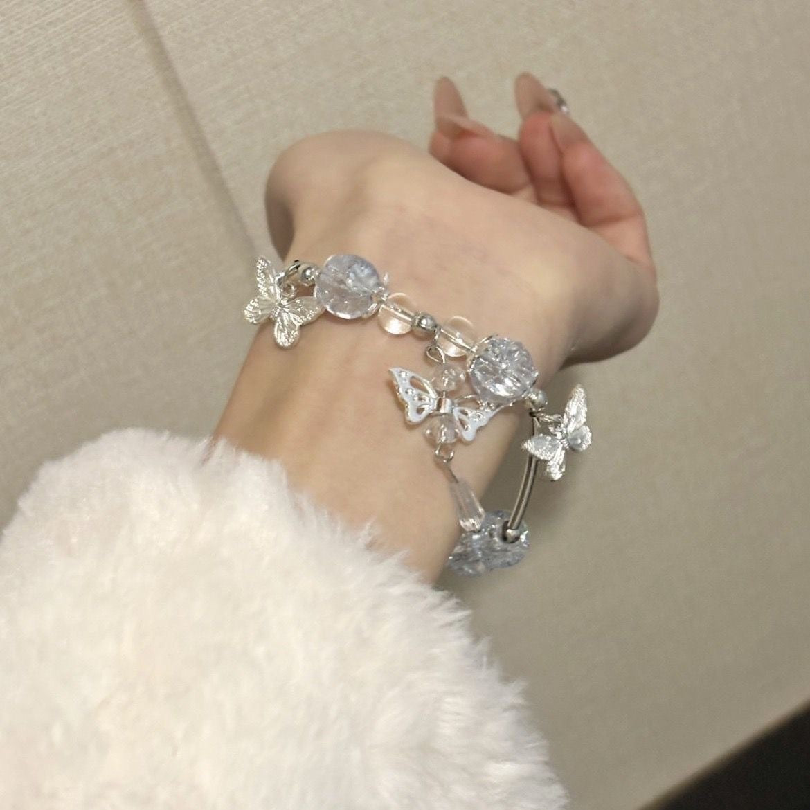 Style Hot Flower Glass Beaded Butterfly Female Fashion For Bracelet